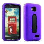 Wholesale LG Optimus L70 Armor Hybrid Stand Case (Purple Black)